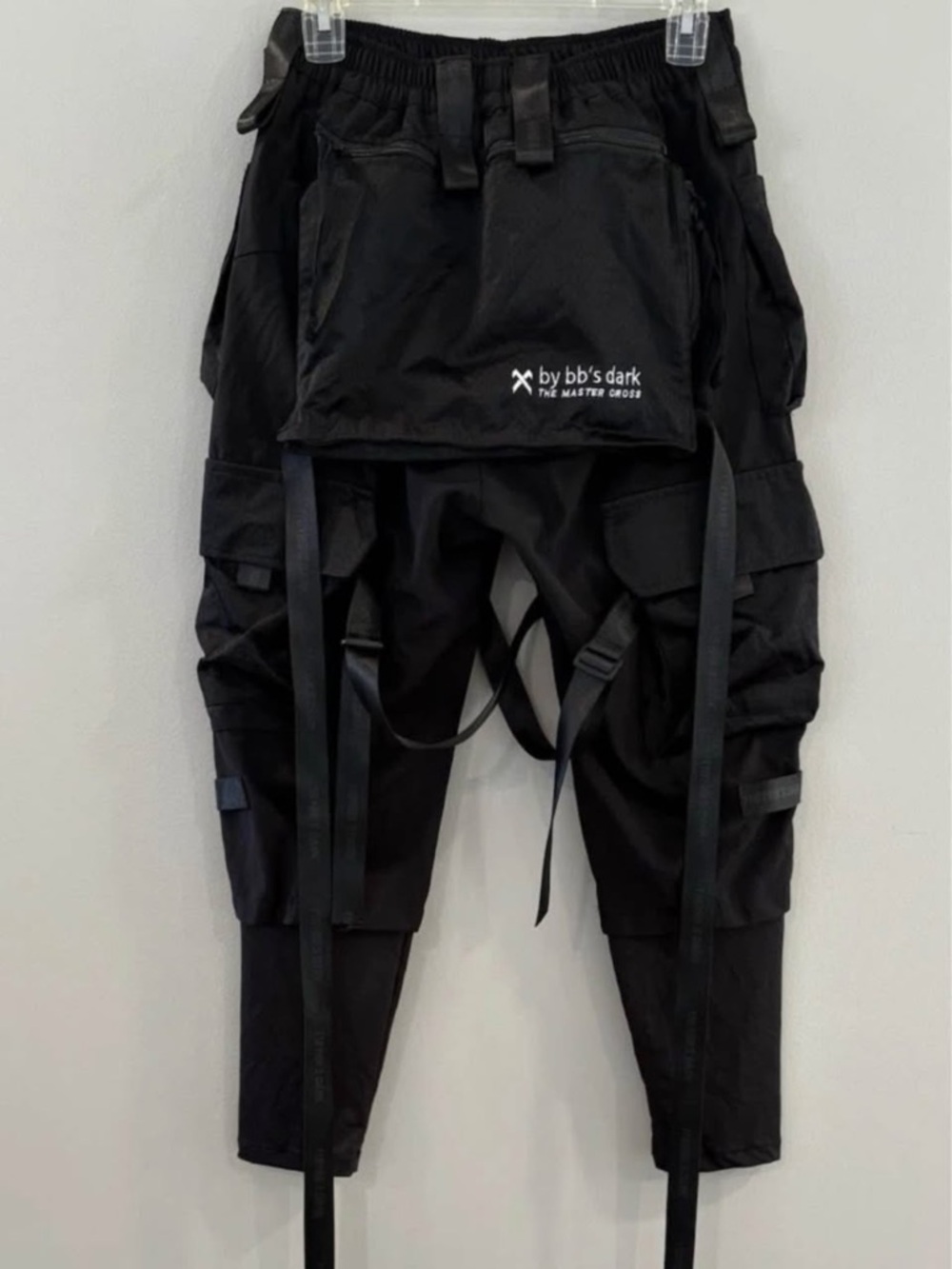Black Tactical Cargo Pants with Straps